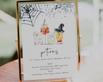 Halloween Bar Sign Template, Editable Printable Halloween Party Bar Menu, Fall Drinks Menu, Editable Drink Menu Halloween Party, DIY | Emma