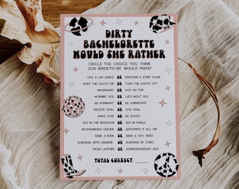 Dirty Bachelorette Would She Rather, Would She Rather Bachelorette Party Game, Dirty Would She Rather, Who Knows the Bride Best | Shania