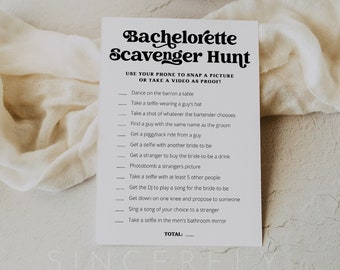 Retro Bachelorette Scavenger Hunt, Editable Printable Bachelorette Party Scavenger Hunt, Printable Bachelorette Party Game Template CHARLI