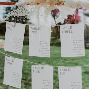 Wedding Seating Chart Card Template, Wedding Seating Chart Cards, Minimal Table Seating Chart Card Template, Wedding Seating Cards | Harlow
