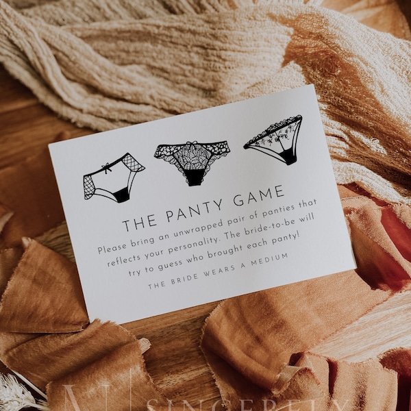 Modern Panty Game Card, Panty Game Bridal Shower Game, Lingerie Shower Panty Game Instant Download, Editable Panty Game Card Bridal | Harlow