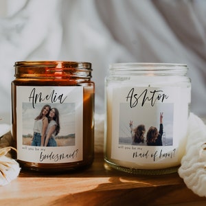 Photo Bridesmaid Proposal, Bridesmaid Proposal Candle label, Picture Bridesmaid Proposal, DIY Bridesmaid Proposal, Will You Be My | Harper