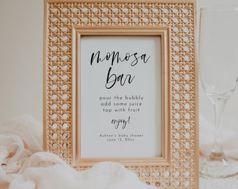 Modern Minimalist Momosa Sign Template, Simple Baby Shower Momosa Bar Sign Template, Bridal Shower Drinks Sign, Momosa Bar Template