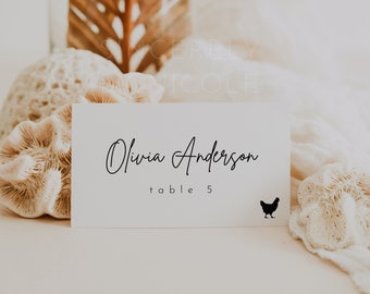 Modern Place Card Template, Place Card With Meal Choice, Editable Place Cards, Modern Wedding Place Cards, Wedding Place Card Icons | Juliet