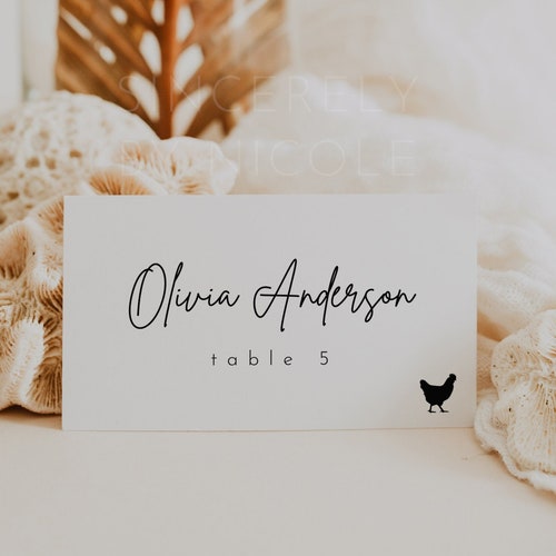 Wedding Place Card With Meal Choice Place Card Template Etsy