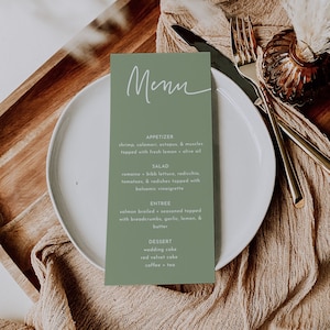 Sage Menu Template, Menu Editable Printable, Sage Wedding Menu, DIY Sage Menu, Boho Printable Menu, Sage Dinner Menu, Printable Menu, Corjl