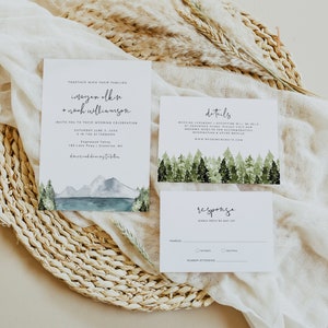 Printable Outdoor Mountain Wedding, Rustic Mountain Invitation, Mountain Wedding Invitation, Edible Mountain Wedding Invite Instant | Imogen