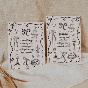 Cartão de proposta de madrinha, Cartão de proposta de madrinha desenhado à mão, Proposta de madrinha Canva, Você será minha madrinha, Doodle Whimsical CARLY