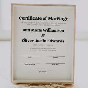 Retro Certificate Of Marriage, Editable Printable Certificate Of Marriage, Wedding Keepsake Certificate of Marriage, DIY Wedding | Charli