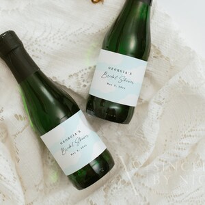 Cloud Bridal Shower Mini Champagne Label Template, Mini Champagne Bottle Labels, Bridal Shower Favors, Bride Is On Cloud  | Skyler