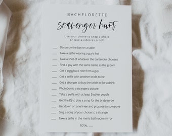 Bachelorette Scavenger Hunt, Editable Printable Bachelorette Party Scavenger Hunt, Printable Bachelorette Party Game Template Games | Harper