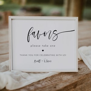 Favors Sign Template, Editable Printable Favors Sign, Please Take One ...
