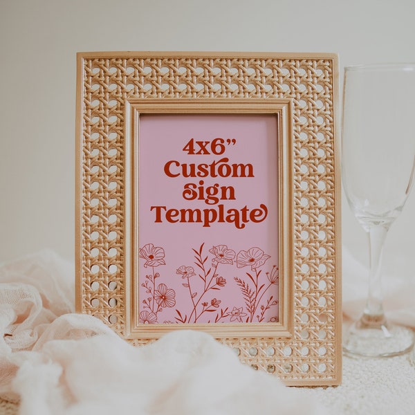 Pink Floral Retro Custom Sign Template, Editable Printable Floral Retro Sign Template, Pink Retro Wedding Signage, Floral Retro DIY | Rebel