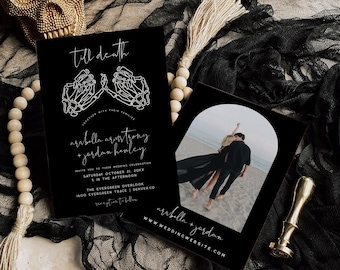 Gothic Wedding Invitation Template, Printable Halloween Wedding Invitation Template, Gothic Wedding Invite, Skeleton Wedding | Cordelia