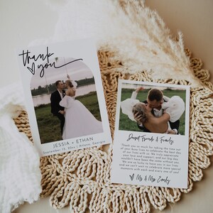 Boho Wedding Thank You Card, Arch Photo Wedding Thank You Card Template, Modern Wedding Thank You, Photo Thank You Card Boho Wedding | Sofia