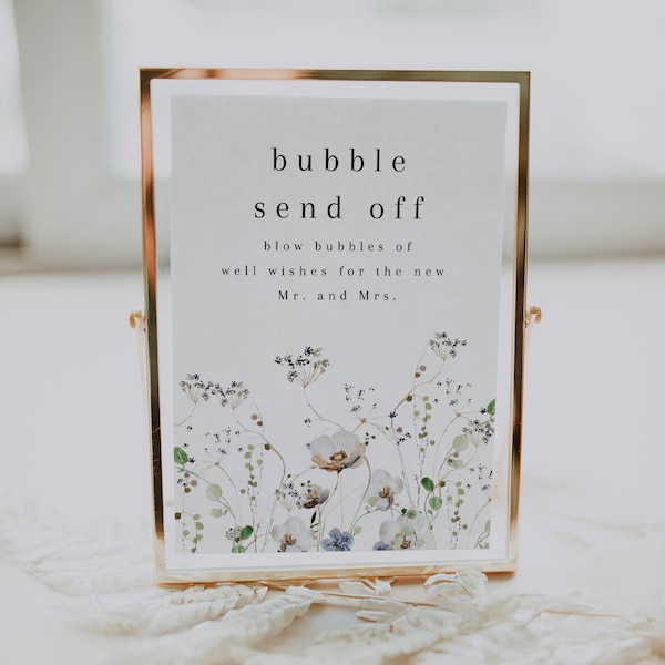 Bubble Send Off Sign, Editable Printable Wedding Bubble Send Off Sign, Modern Wedding Bubbles Of Well Wishes, Bubble Send Off Sign | Ashe
