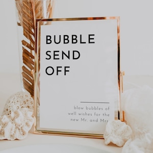 Bubble Send Off Sign, Editable Printable Wedding Bubble Send Off Sign, Modern Wedding Bubbles Of Well Wishes, Bubble Send Off Sign | Amelie