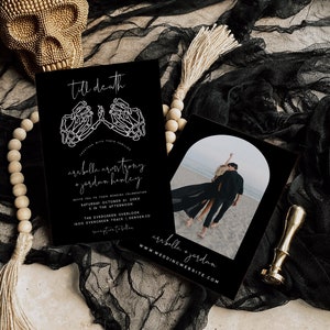 Gothic Wedding Invitation Template, Printable Halloween Wedding Invitation Template, Gothic Wedding Invite, Skeleton Wedding | Cordelia