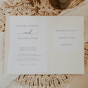 Pocket Wedding Invitation Template, Printable Pocket Wedding Invitation Template, Modern Pocket Wedding Invitation, Elegant Invite | Olivia