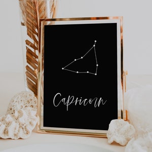 Astrology Wedding Table Number Template, Editable Printable Constellation Zodiac Table Numbers, Astrological Wedding Ethereal | Harper