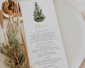Christmas Menu Template, Christmas Menu Card, Holiday Menu Template, Holiday Card Christmas Tree Menu, Printable Christmas Dinner Menu ARDEN