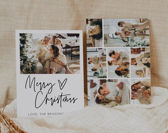 Photo Holiday Card Template, Printable Modern Minimalist Christmas Card, Photo Christmas Card Template, Simple Holiday Card | Sofia