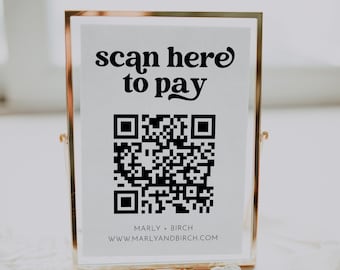 QR Code Editable Template, Printable QR Code Sign Template, QR Code Sign, Scan To Pay Sign Editable Printable, Instant Download