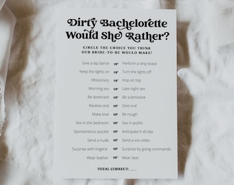 Retro Bachelorette Would She Rather, Editable Printable Hen Party Would She Rather, Instant Download Would She Rather Retro Bach CHARLI