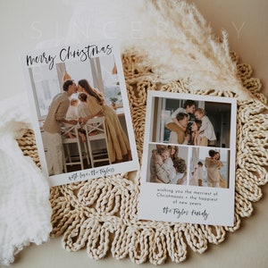 Modern Family Photo Christmas Card, Minimalist Christmas Cards, Printable Simple Christmas Card, Photo Christmas Card Download | Harper