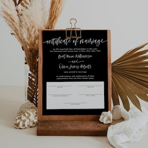 Modern Certificate Of Marriage, Modern Certificate Keepsake, Wedding Keepsake, Marriage Certificate Template, Printable Certificate | Avril