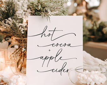 PRINTED & SHIPPED Hot Chocolate and Apple Cider Sign, Autumn Party Sign, Cider and Coca Bar Party Decor, Halloween Party Sign | Olivia