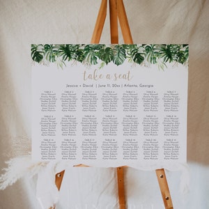 Tropical Seating Chart, Editable Seating Chart, Beach Wedding Seating Chart, Tropical Wedding Sign, Palm Leaf Seating Chart, Beach | Luana