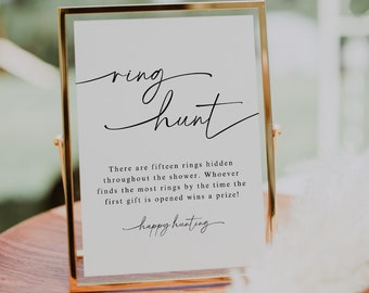 Ring Hunt Bridal Shower Game, Bridal Shower Game Sign, The Ring Game, Bridal Shower Game Template, Minimalist Bridal Shower Games | Olivia
