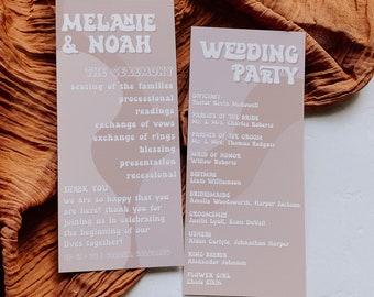 Retro Wedding Program Template, Wedding Program Retro, Wedding Program Template Editable, DIY Printable Bohemian Wedding Program | Frankie