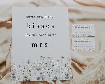 Ashe | How Many Kisses For The Soon To Be Mrs., Bridal Shower Game, Printable Candy Game, How Many Kisses Editable Template, Kisses Game DIY