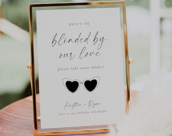 Modern Minimalist Wedding Sign, Sunglasses Sign Wedding, Minimalist Wedding Sign Printable, Modern Wedding Sign Template, Sunglasses | Emma