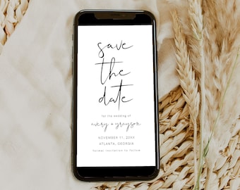 Modern Save The Date Text, Modern Wedding Announcement Electronic, Editable Contemporary Save The Date, Industrial Save Date Text | Emma