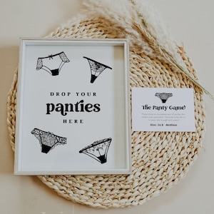 Drop Your Panties Here Sign Panty Game Card, The Panty Game Card Template, Bachelorette Party Games, Lingerie Shower Games, Retro | Charli