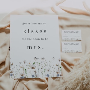 Ashe | How Many Kisses For The Soon To Be Mrs., Bridal Shower Game, Printable Candy Game, How Many Kisses Editable Template, Kisses Game DIY