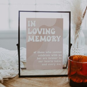 Retro Memorial Sign Template, Editable Printable In Loving Memory Sign, Memorial Sign Instant Download, 70&#39;s Retro Memorial Signs | Frankie