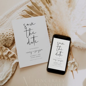 Modern Save The Date Template, Simple Minimal Save The Date Editable Printable, Modern Minimal Wedding Announcement, Save The Dates | Emma