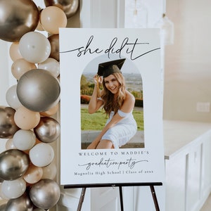 Graduation Party Welcome Sign, Minimalist Photo Graduation Party Welcome Sign Template, Photo Graduation Party Welcome, Graduation | Olivia