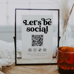 Social Media Business Sign, QR Code Social Media Sign, Social Media Sign Template, Follow Us On Social Media Sign, Small Business | Charli