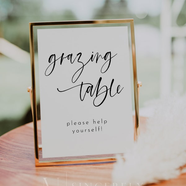 Grazing Table Sign Printable, Wedding Grazing Table Sign, Minimalist Food Table Sign, Bridal Shower Food Sign, Cheese Table Signs | Harper