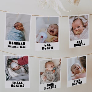 Jennifer | First Birthday Photo Banner, Gender Neutral 1st Birthday Photo Cards, Baby's 1st Year Monthly Milestone Cards, Monthly Milestone
