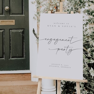 Minimal Engagement Party Welcome Sign, Engagement Party Sign, Engagement Sign, Modern Elegant Engagement Party Welcome Sign Template OLIVIA