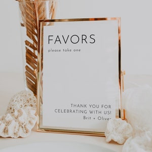 Favors Sign Template, Editable Printable Favors Sign, Please Take One Favors Sign Wedding Bridal Shower Baby Shower Favors Sign DIY | Harlow