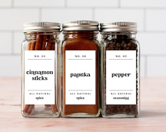 Editable Printable Spice Jar Labels, Modern Minimalist Spice Jar Label, Spice Jar Label Template, Spice Labels Downloadable, DIY Spice Label
