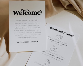 Wedding Welcome Letter Timeline Template, Welcome Letter Template, Wedding Events Card, Wedding Welcome Bag Letter Itinerary | Charli