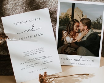 Photo Wedding Invitation Template, Minimalist Wedding Invitation Template, Photo Wedding Invitation, Wedding Invitation with Photo | Olivia